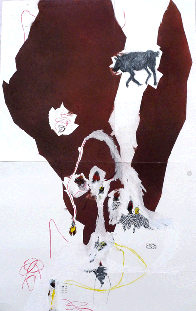 Oh feu ! I, pastel, crayon de couleur, encre, 45 x 70 cm 2010